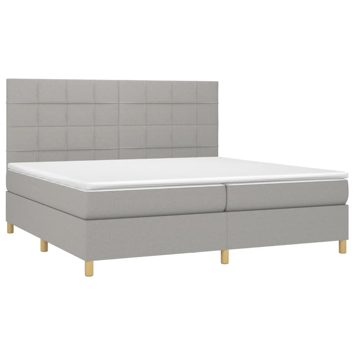 Letto a Molle Materasso e LED Grigio Chiaro 200x200 cm Tessuto cod mxl 65154