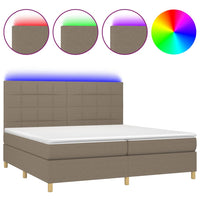 Letto a Molle Materasso e LED tortora 200x200cm in Tessuto cod mxl 58219