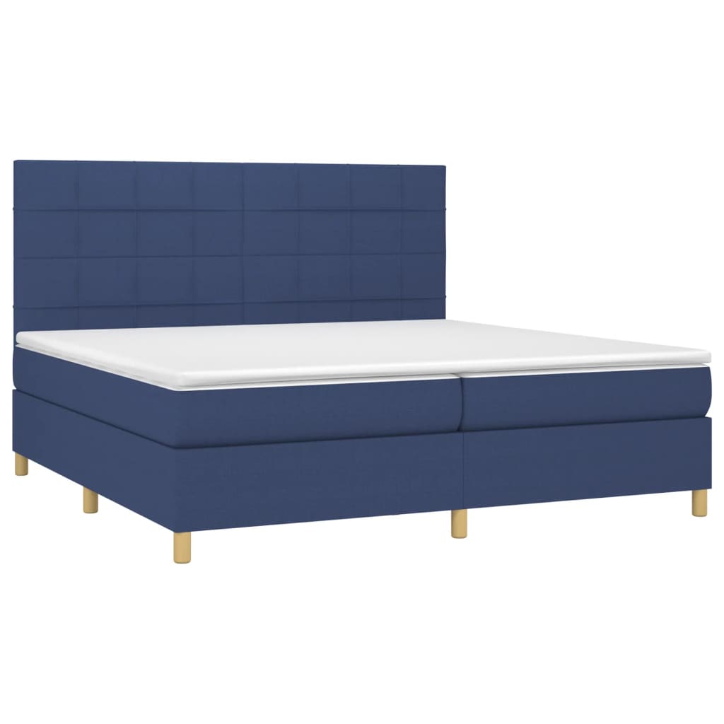 Letto a Molle Materasso e LED Blu 200x200cm in Tessuto 3135467