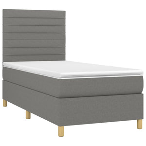 Letto a Molle Materasso e LED Grigio Scuro 80x200 cm in Tessuto cod mxl 55689