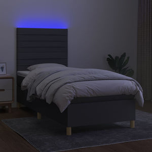 Letto a Molle Materasso e LED Grigio Scuro 80x200 cm in Tessuto cod mxl 55689