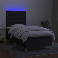 Letto a Molle con Materasso e LED Nero 80x200 cm in Tessuto cod mxl 36982