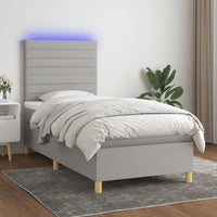 Letto a Molle Materasso e LED Grigio Chiaro 90x200 cm Tessuto cod mxl 64466