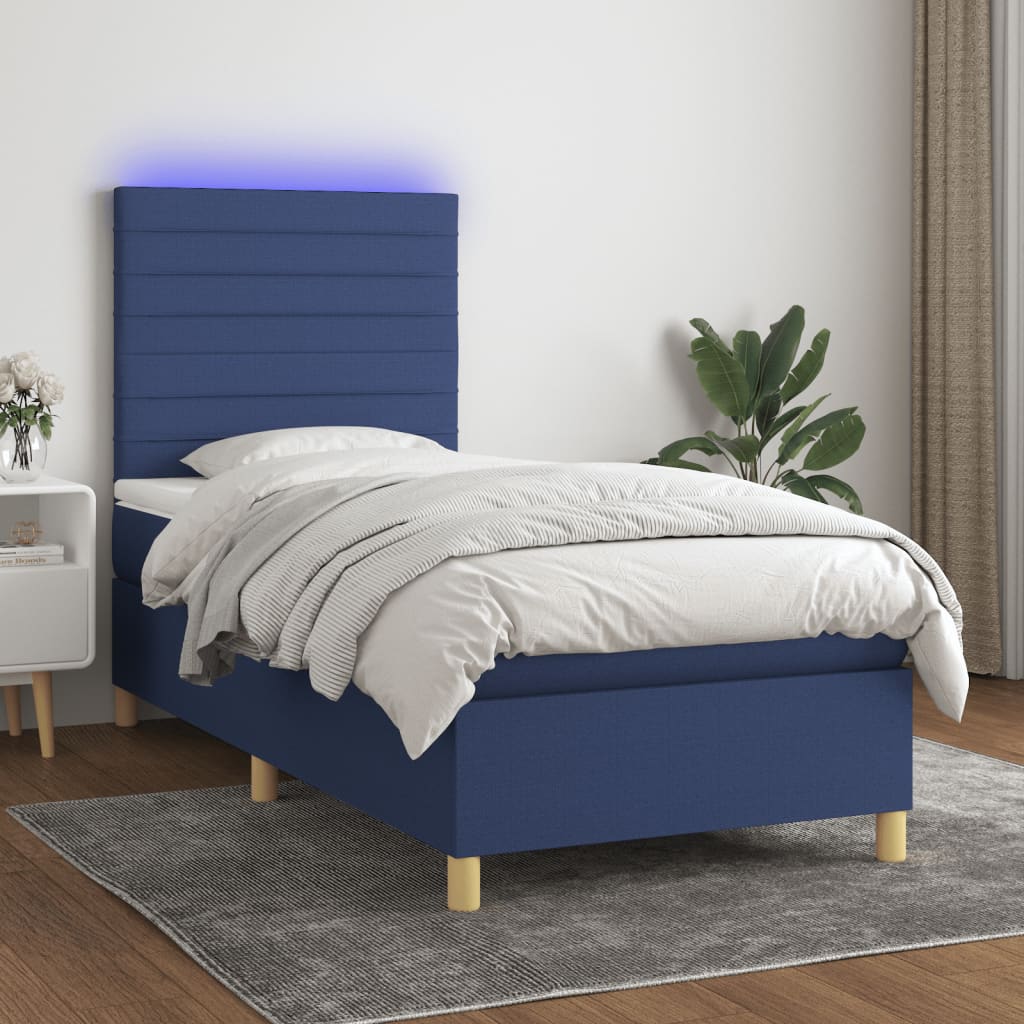 Letto a Molle con Materasso e LED Blu 100x200cm in Tessutocod mxl 99014