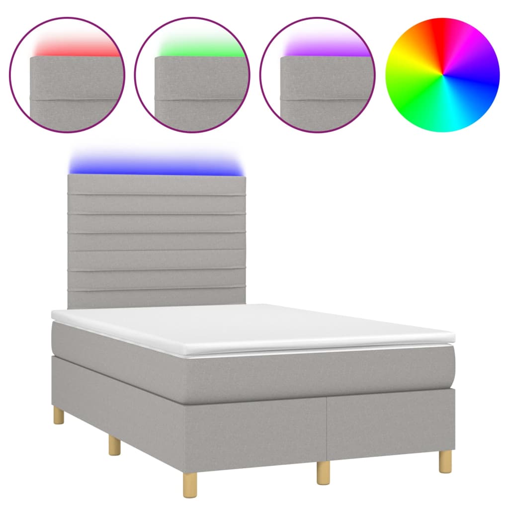 Letto a Molle Materasso e LED Grigio Chiaro 120x200 cm Tessuto cod mxl 64813