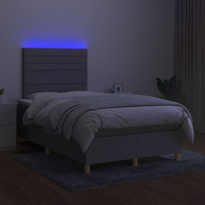 Letto a Molle Materasso e LED Grigio Chiaro 120x200 cm Tessuto cod mxl 64813