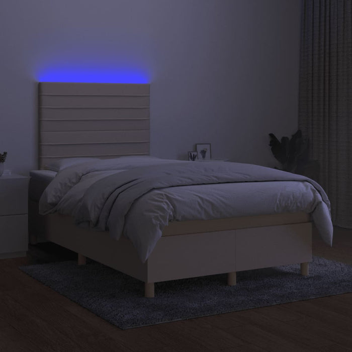 Letto a Molle con Materasso e LED Crema 120x200cm in Tessuto cod mxl 61229