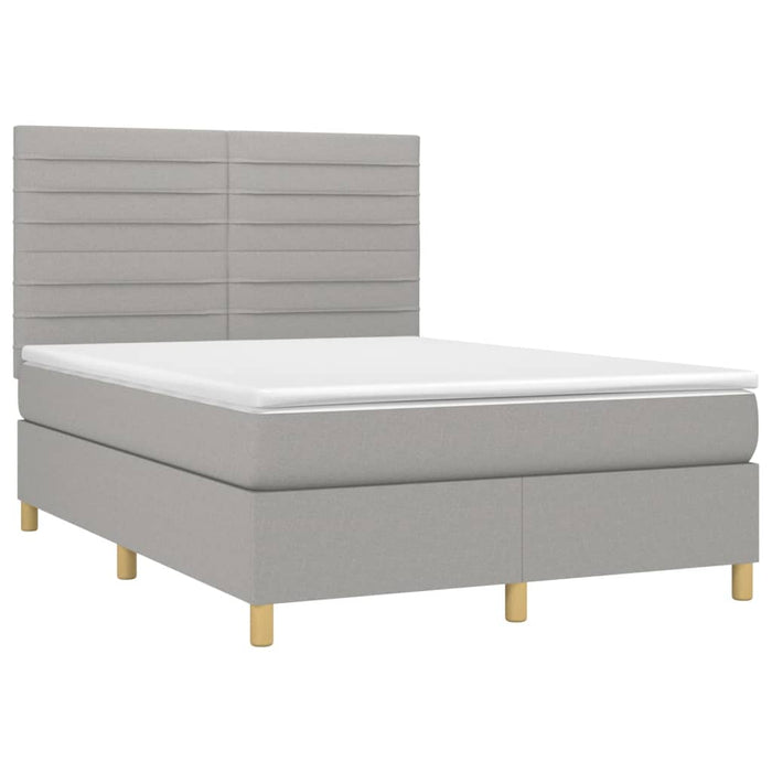 Letto a Molle Materasso e LED Grigio Chiaro 140x200 cm Tessutocod mxl 99013