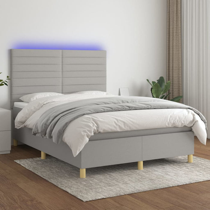 Letto a Molle Materasso e LED Grigio Chiaro 140x200 cm Tessutocod mxl 99013