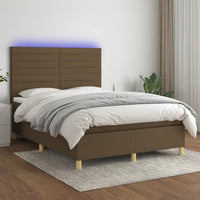 Letto a Molle Materasso e LED Marrone Scuro 140x200 cm Tessuto cod mxl 59414