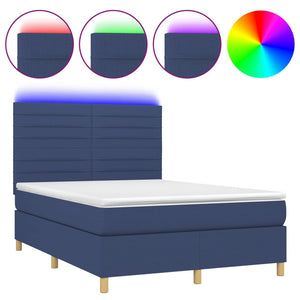 Letto a Molle con Materasso e LED Blu 140x200 cm in Tessutocod mxl 75037