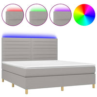 Letto a Molle Materasso e LED Grigio Chiaro 180x200 cm Tessuto 3135533