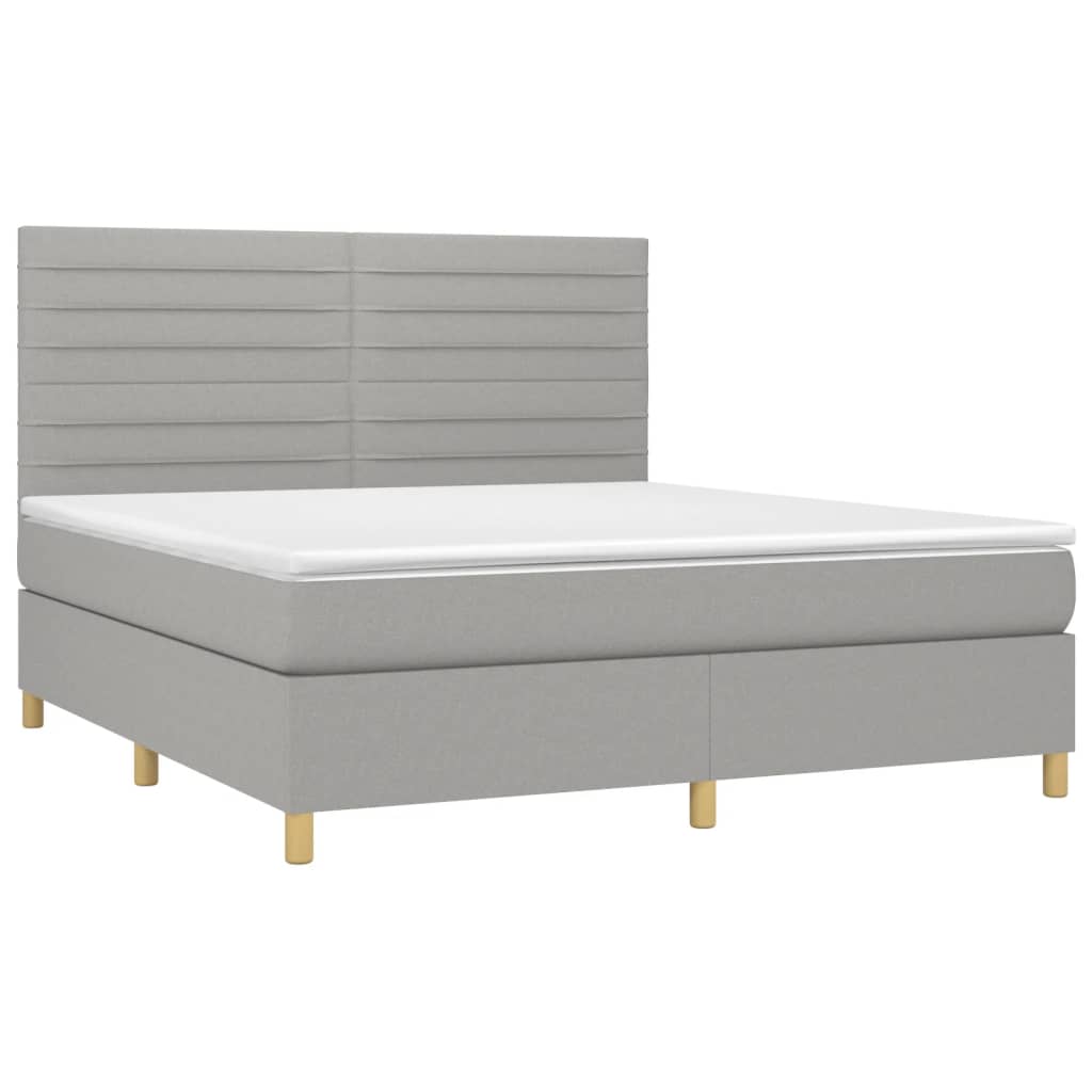 Letto a Molle Materasso e LED Grigio Chiaro 180x200 cm Tessuto 3135533