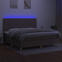 Letto a Molle Materasso e LED tortora 200x200cm in Tessuto 3135545