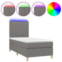 Letto a Molle Materasso e LED Grigio Scuro 80x200 cm in Tessuto cod mxl 59569