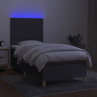 Letto a Molle Materasso e LED Grigio Scuro 80x200 cm in Tessuto cod mxl 59569