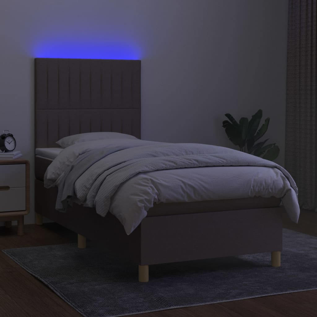 Letto a Molle con Materasso e LED Tortora 80x200 cm in Tessuto cod mxl 64913