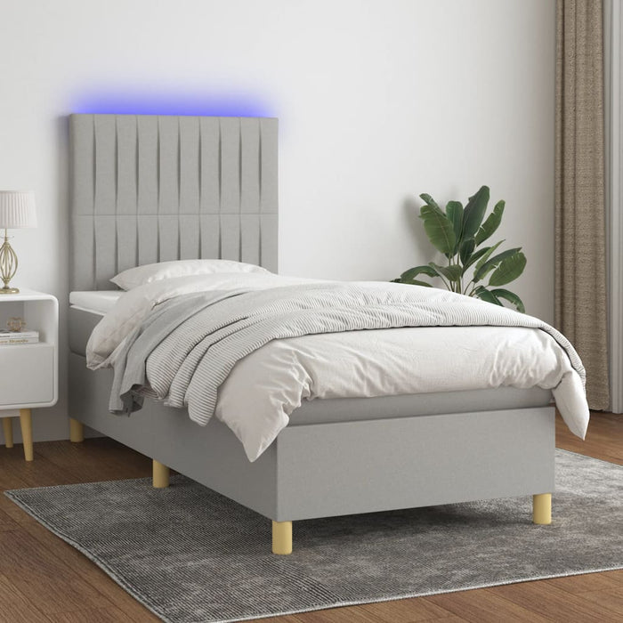 Letto a Molle Materasso e LED Grigio Chiaro 90x190 cm Tessuto cod mxl 64129