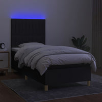 Letto a Molle con Materasso e LED Nero 90x190 cm in Tessuto 3135559