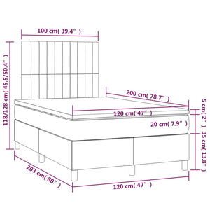 Letto a Molle Materasso e LED Grigio Chiaro 120x200 cm Tessuto 3135581