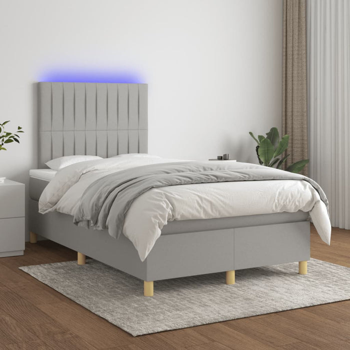 Letto a Molle Materasso e LED Grigio Chiaro 120x200 cm Tessuto cod mxl 55367