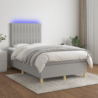 Letto a Molle Materasso e LED Grigio Chiaro 120x200 cm Tessuto 3135581