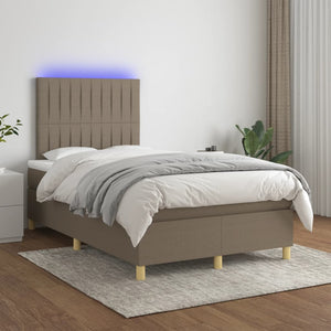 Letto a Molle con Materasso e LED Tortora 120x200cm in Tessuto cod mxl 55417