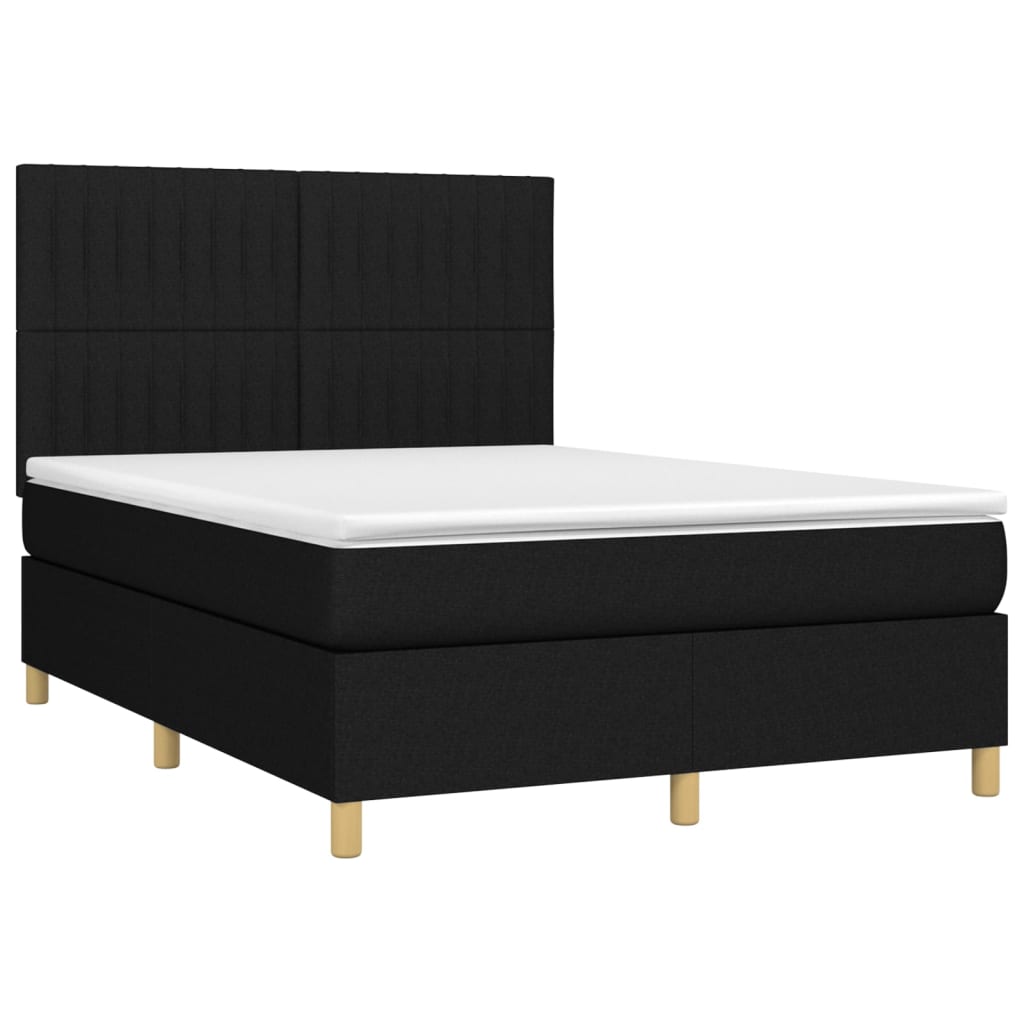 Letto a Molle con Materasso e LED Nero 140x200 cm in Tessuto 3135599