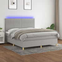 Letto a Molle Materasso e LED Grigio Chiaro 160x200 cm Tessuto cod mxl 49538