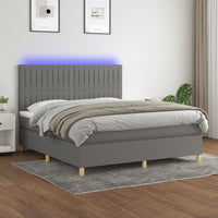 Letto a Molle Materasso e LED Grigio Scuro 160x200cm in Tessuto 3135606