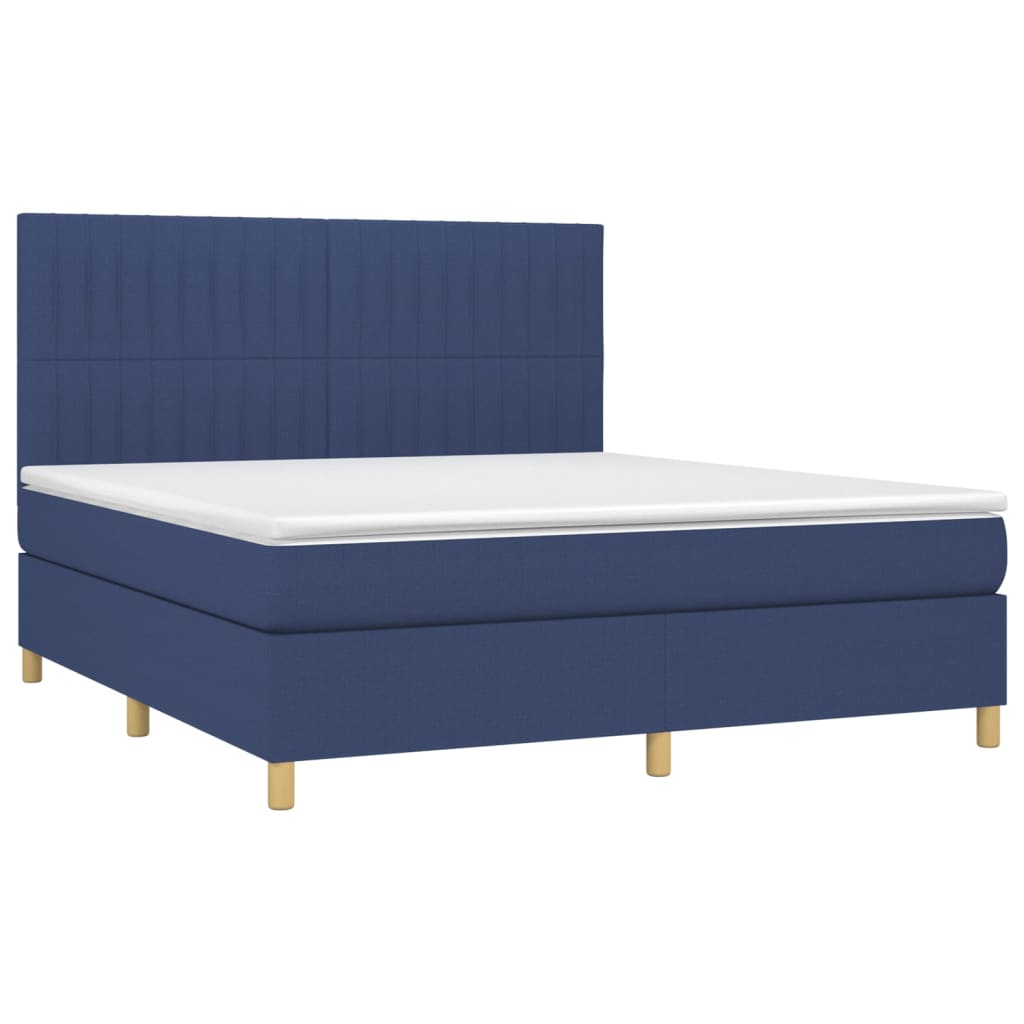 Letto a Molle con Materasso e LED Blu 160x200 cm in Tessuto cod mxl 64266