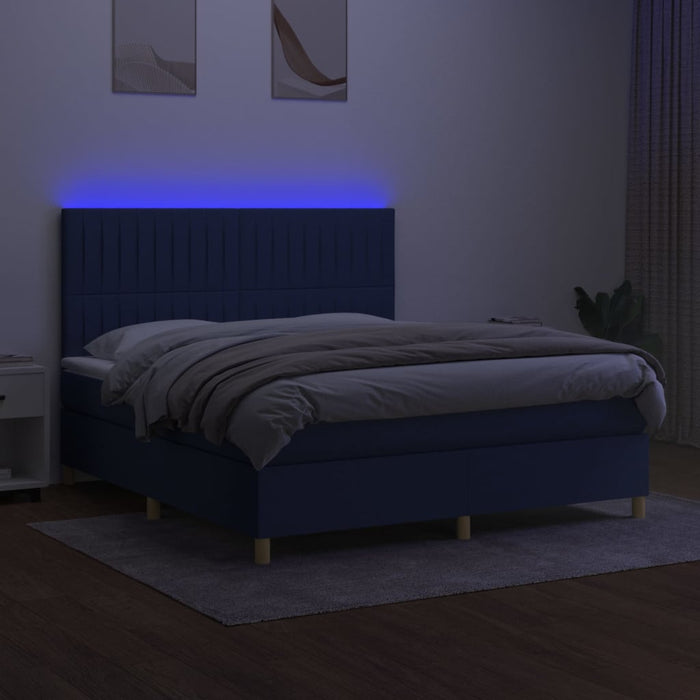 Letto a Molle con Materasso e LED Blu 160x200 cm in Tessuto cod mxl 64266