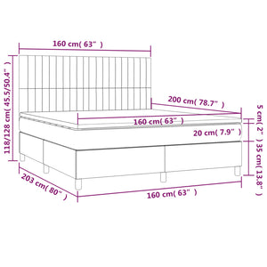 Letto a Molle con Materasso e LED Blu 160x200 cm in Tessuto cod mxl 64266