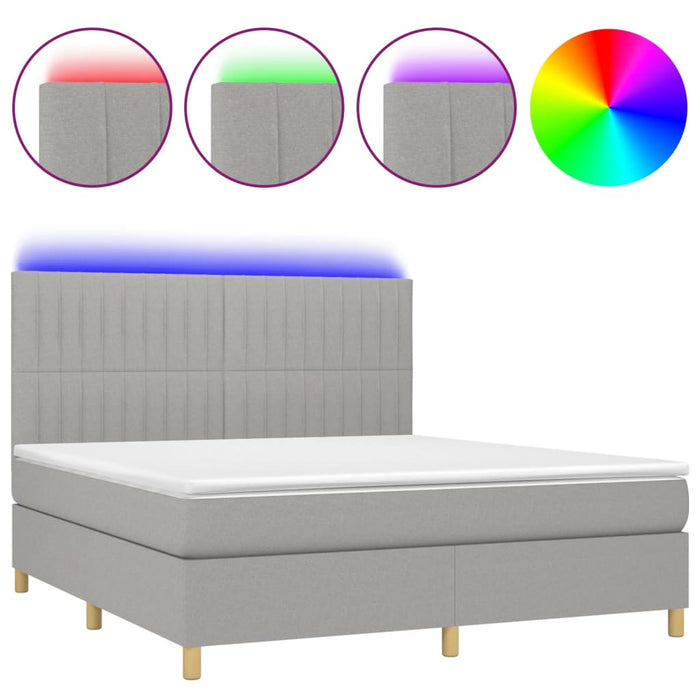 Letto a Molle Materasso e LED Grigio Chiaro 180x200 cm Tessuto 3135613