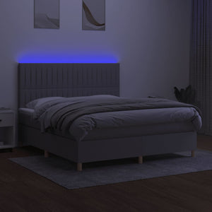 Letto a Molle Materasso e LED Grigio Chiaro 180x200 cm Tessuto 3135613