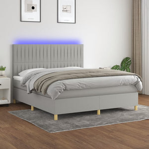 Letto a Molle Materasso e LED Grigio Chiaro 180x200 cm Tessuto 3135613