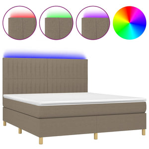 Letto a Molle con Materasso e LED Tortora 180x200 cm in Tessuto 3135617