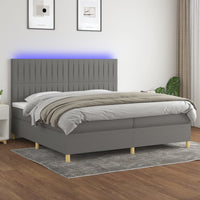 Letto a Molle Materasso e LED Grigio Scuro 200x200cm in Tessuto cod mxl 34098