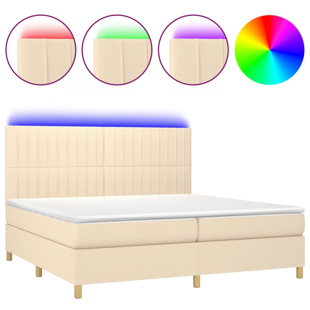 Letto a Molle Materasso e LED bianco 200x200cm in Tessuto 3135626