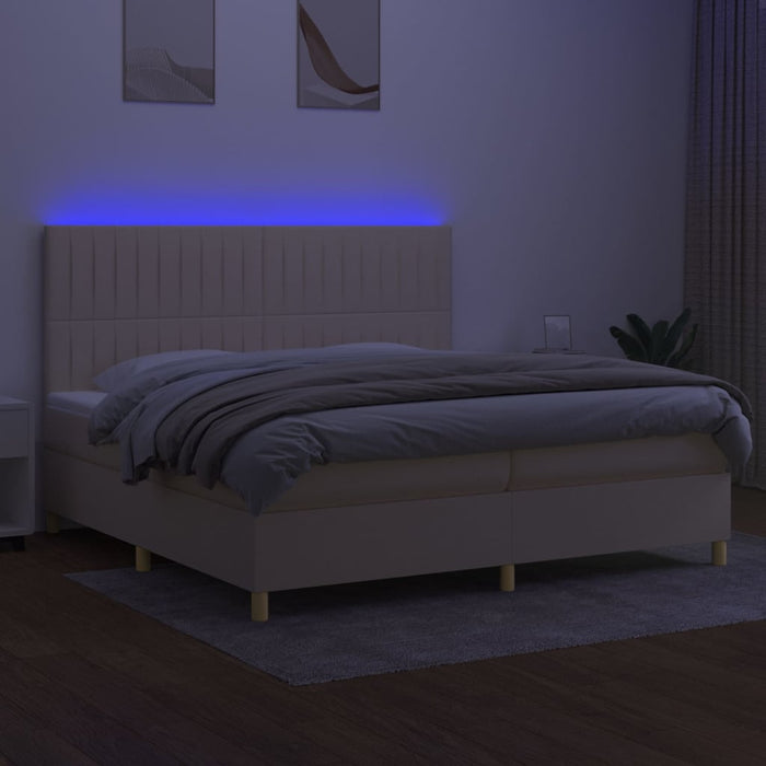 Letto a Molle Materasso e LED bianco 200x200cm in Tessuto 3135626