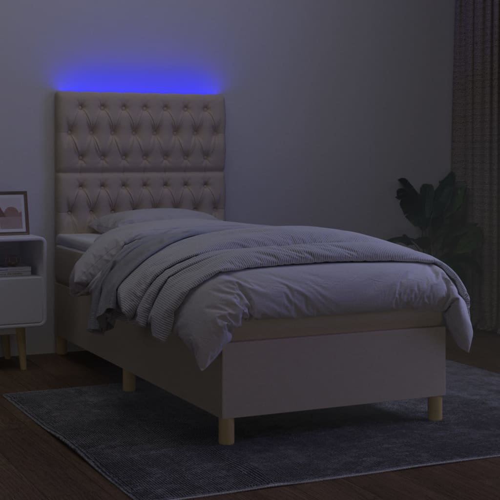 Letto a Molle con Materasso e LED Crema 80x200 cm in Tessuto cod mxl 55485