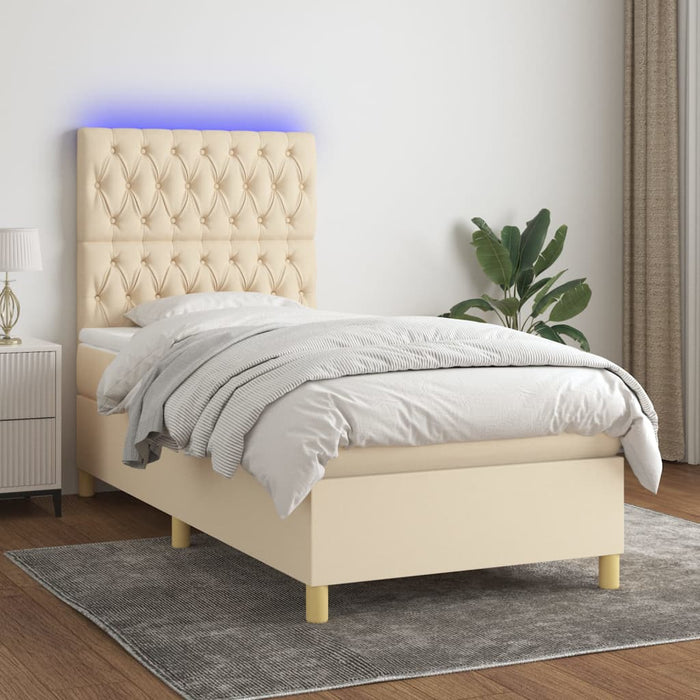 Letto a Molle con Materasso e LED Crema 80x200 cm in Tessuto cod mxl 55485