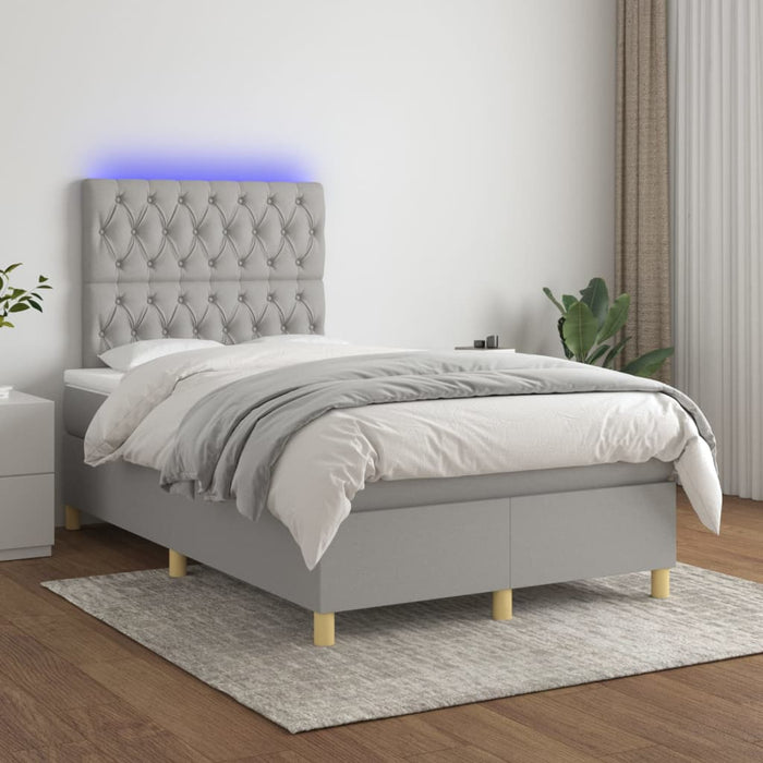 Letto a Molle Materasso e LED Grigio Chiaro 120x200 cm Tessuto cod mxl 63181