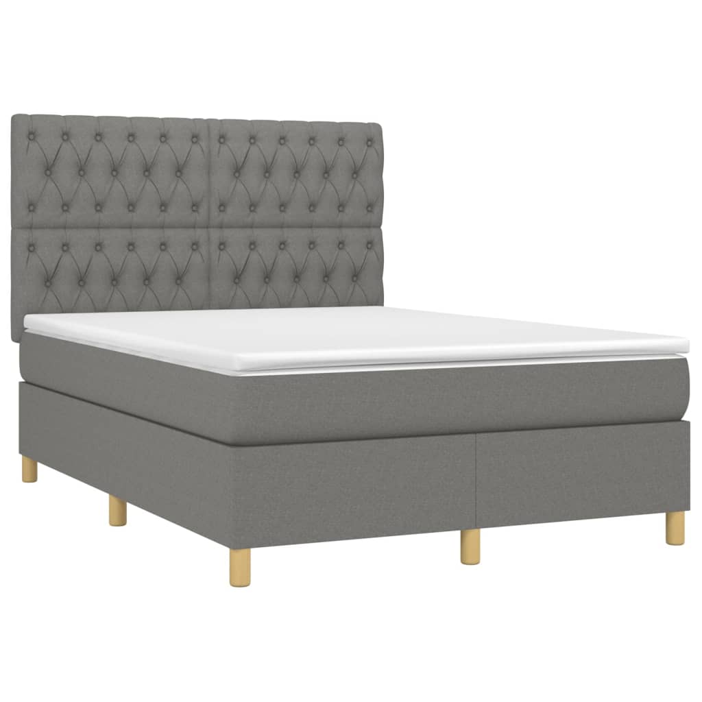 Letto a Molle Materasso e LED Grigio Scuro 140x200cm in Tessutocod mxl 75046