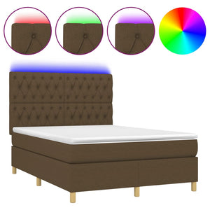 Letto a Molle Materasso e LED Marrone Scuro 140x200 cm Tessutocod mxl 122978