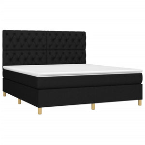 Letto a Molle con Materasso e LED Nero 160x200 cm in Tessutocod mxl 99026