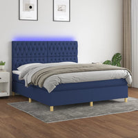 Letto a Molle con Materasso e LED Blu 160x200 cm in Tessuto 3135691