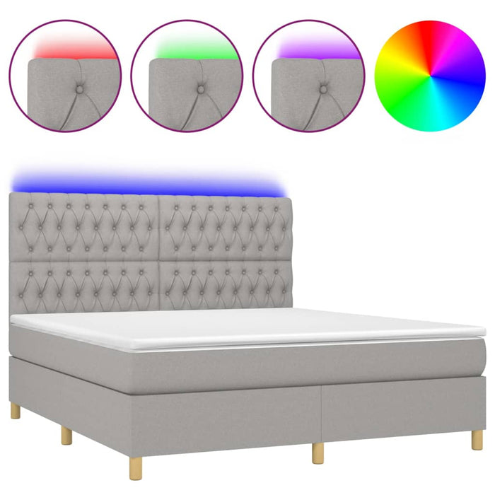 Letto a Molle Materasso e LED Grigio Chiaro 180x200 cm Tessutocod mxl 99030