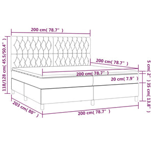 Letto a Molle Materasso e LED Grigio Chiaro 200x200 cm Tessuto 3135701