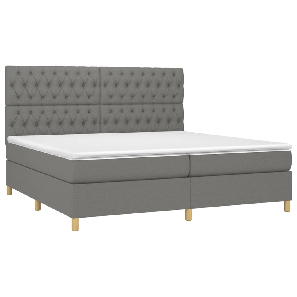 Letto a Molle Materasso e LED Grigio Scuro 200x200cm in Tessuto cod mxl 55792